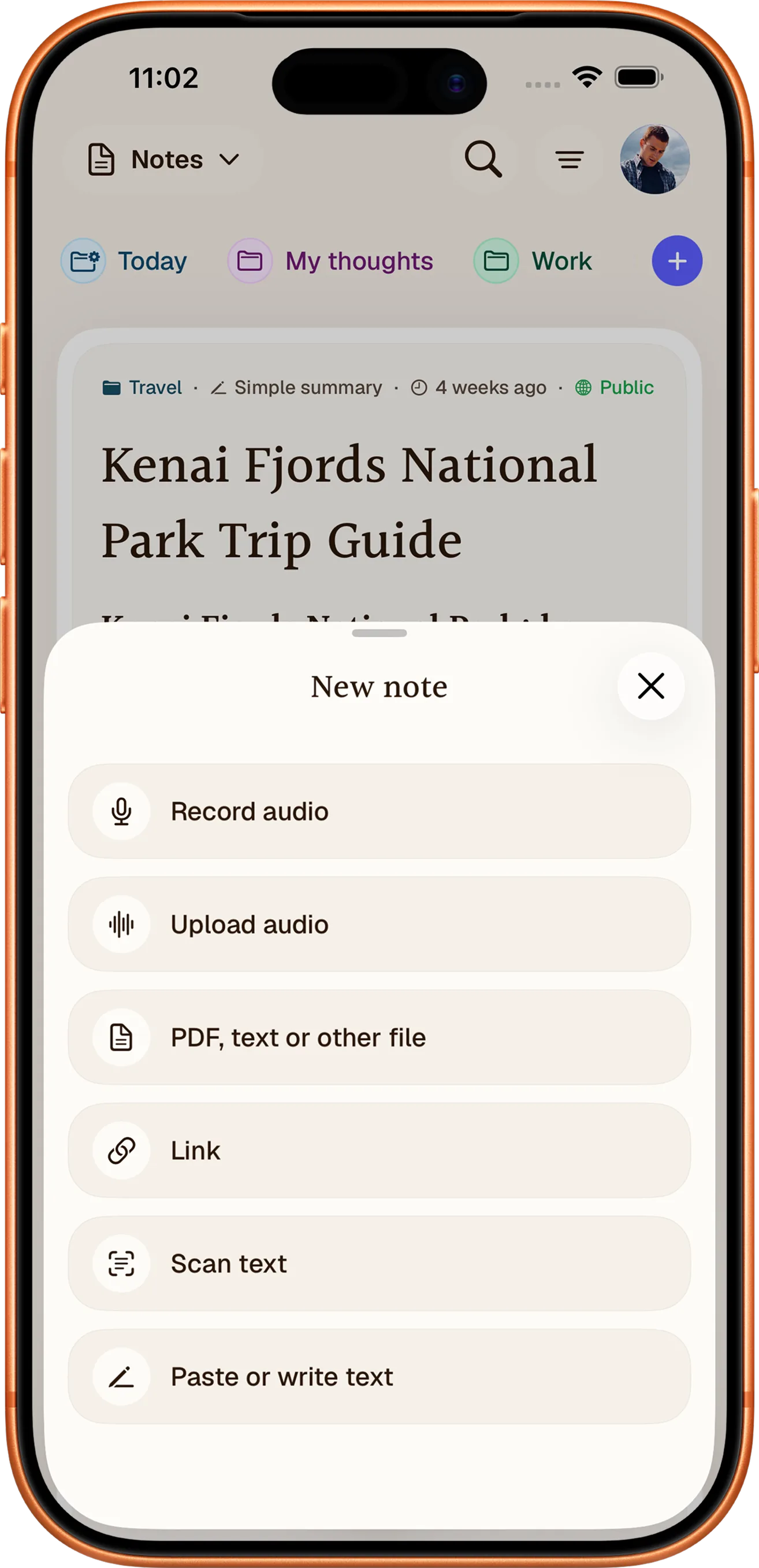 Notewarp new note capture options on iPhone