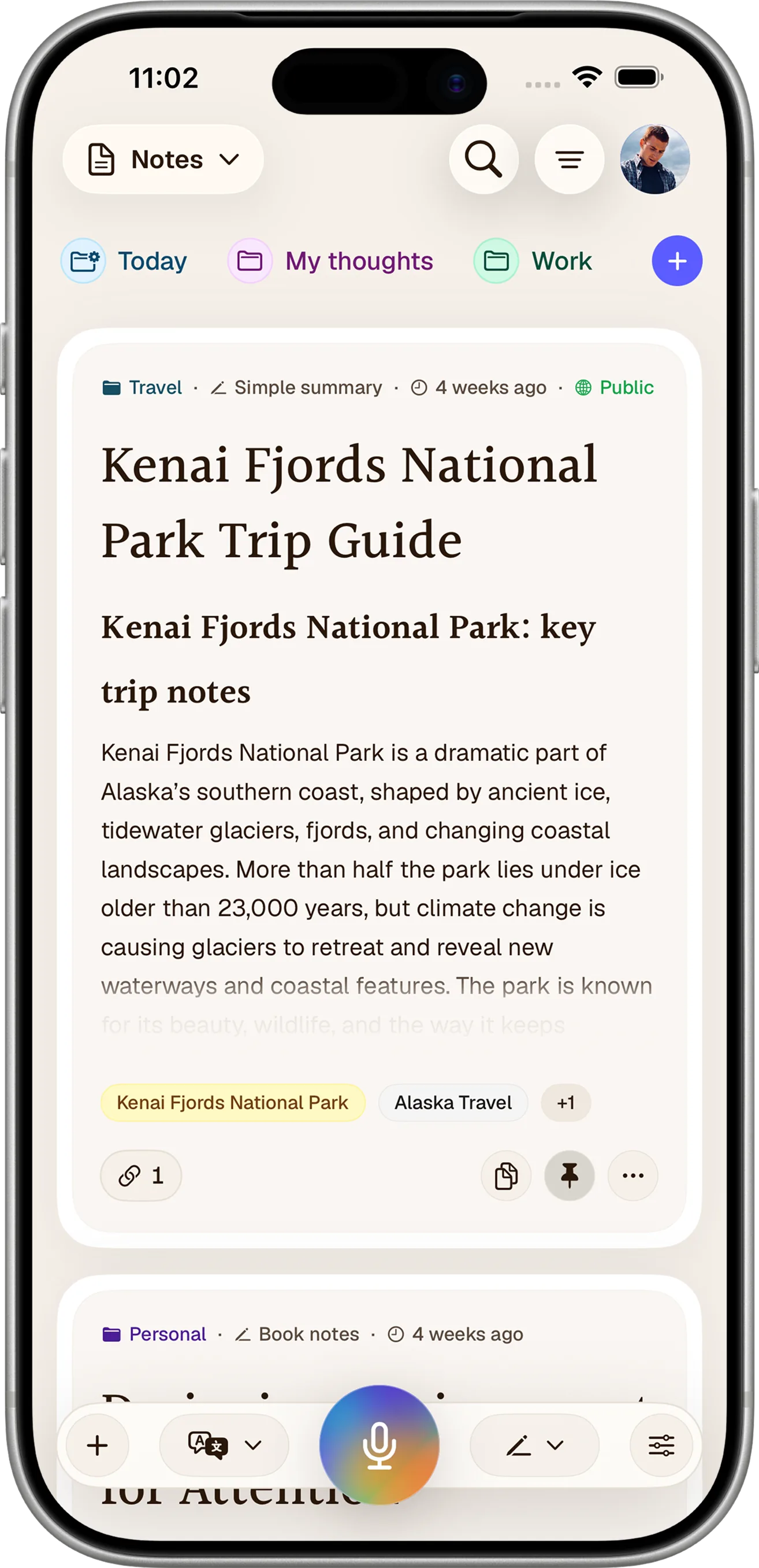 Notewarp notes app interface